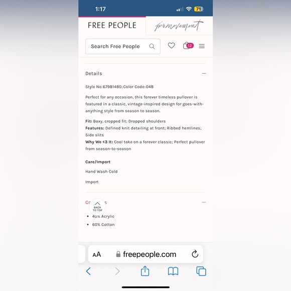 NWT FREE PEOPLE Bell Song Pullover Sweater In Vintage Blue MSRP $98 Size S - Picture 3 of 8